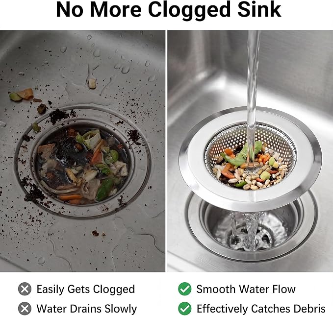 Kingrol Kitchen Sink Strainer 6-Pack, 4.5 Inch Stainless Steel Sink Drain - Image 3
