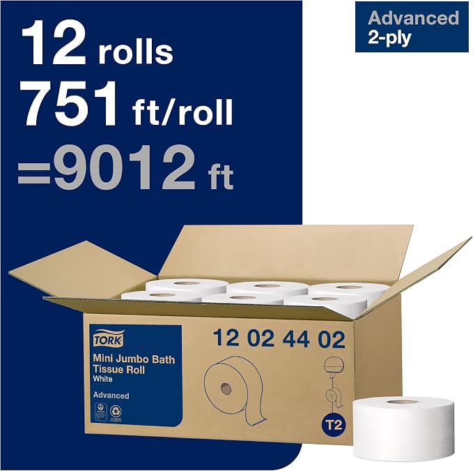 Tork Matic Paper Hand Towel Roll White H1 and Tork Mini Jumbo Toilet Paper Roll - Image 6
