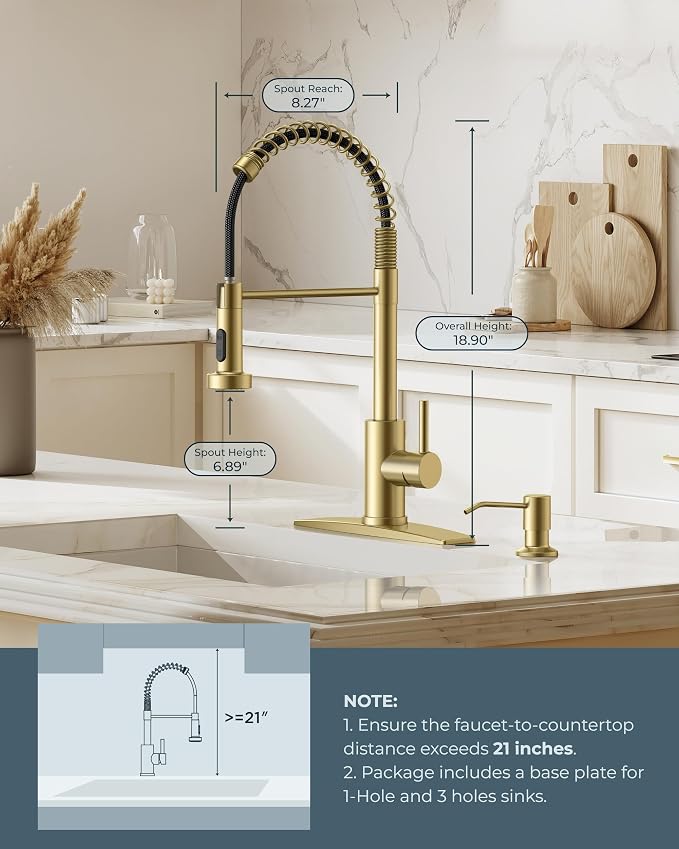 FORIOUS Gold Kitchen Faucet - Image 5