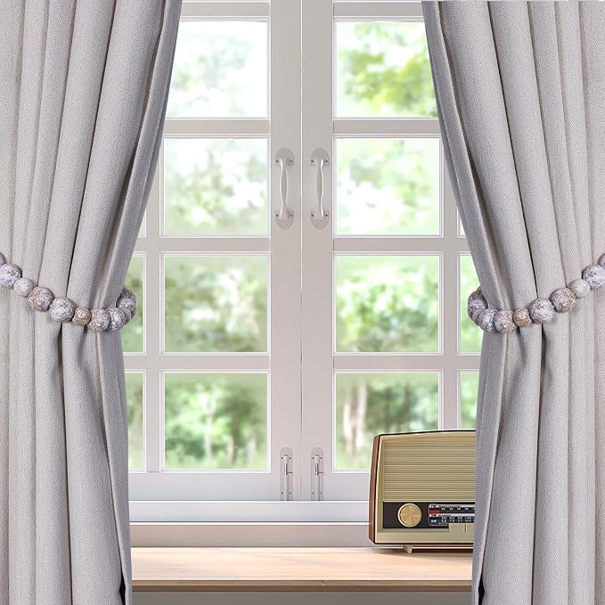 KLOGTSIND Wood Bead Curtain Tiebacks, 6 Pack Curtain Tie Backs - Image 7