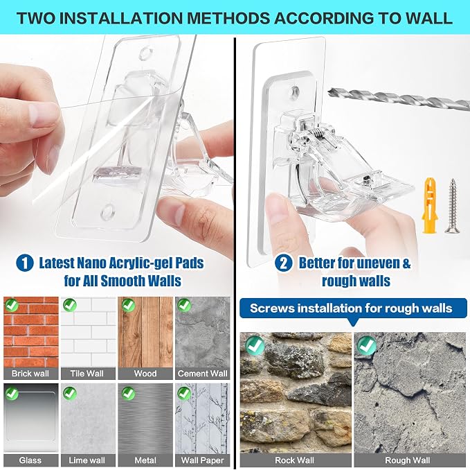 4 Pack No Drill Curtain Rod Brackets, Adhesive Curtain Rod Holders, Curtain Rod - Image 4