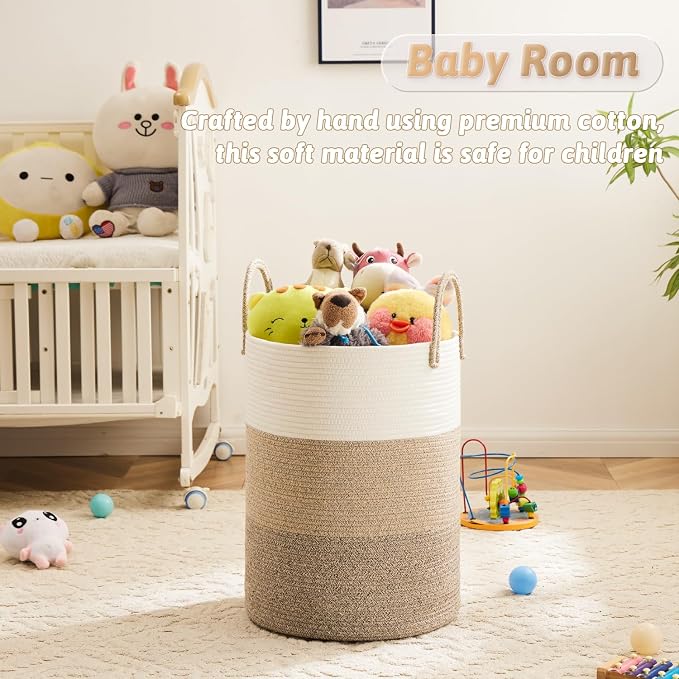 Artfeel Laundry Basket, Woven Cotton Rope Laundry Hamper, 40L - Image 3