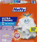Hefty Ultra Strong 13 Gal Kitchen Trash Bags, Lavender Vanilla, 110ct | Bulk by Hefty