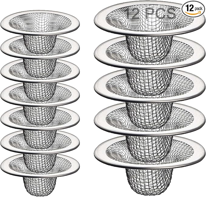 12PCS Stainless Steel Slop Basket Filter Trap, 2.75" & 4.41" Mesh Sink Drain by Beyoslf