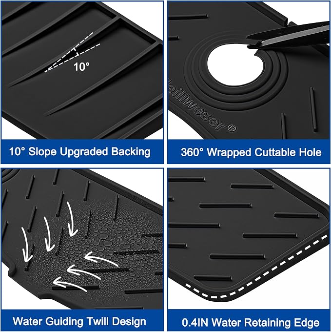 Faucet Mat for Kitchen Sink – 24” x 5.1” Extra-Long Silicone Splash Guard - Image 6