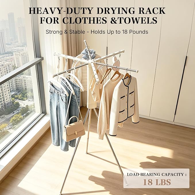 Foldable Clothes Drying Rack, Adjustable Windproof Laundry Drying Rack - Image 3