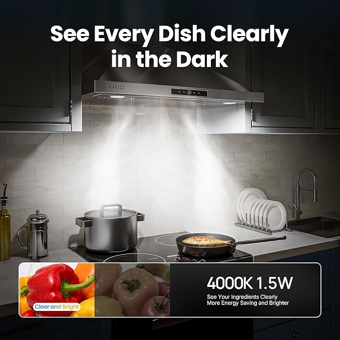 Wall Mount Range Hood 30 inch, 580 CFM, Ducted/Ductless Convertible, Stainless Steel Kitchen Vent Hood with 3-Speed Fan and LED Lights