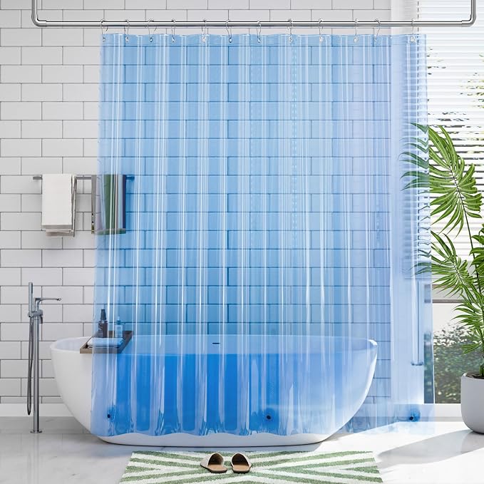 AmazerBath Shower Curtain Liner, 72x72 Transparent Blue Shower Liner, - Image 7