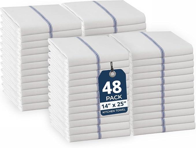 LANE LINEN Kitchen Towels Bulk 100% Cotton Commercial 48 Pack by LaneLinen