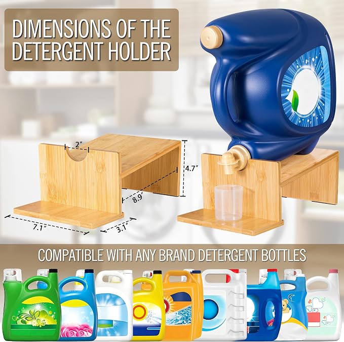 MyLifeUNIT Laundry Detergent Dispenser, 2 Pack Wooden Laundry Detergent Holder - Image 5