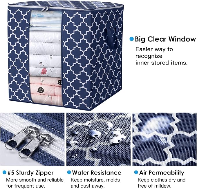 Storage Bags 3 Pack 100L Clothes Organization and Storage Containers | Large - Image 3