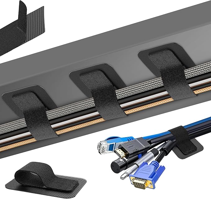 Cable Management Under Desk, Enhanced up to 15 Cord Organizer 20 Pair-Black | by Liveabetterlife