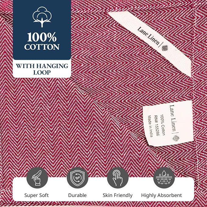LANE LINEN 100% Cotton Kitchen Towels Absorbent Lint-Free 12 Pack - Image 8