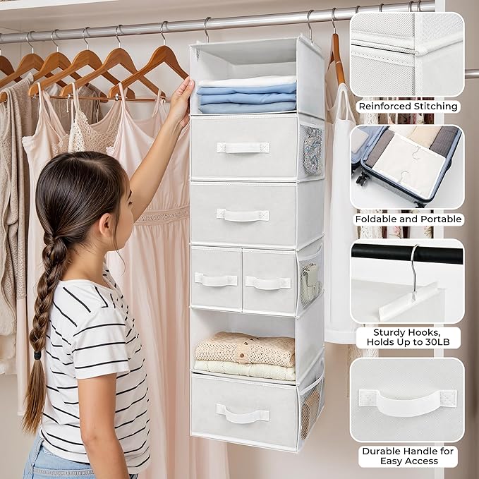 GRANNY SAYS Hanging Closet Organizer, 5 Drawers, 6 Shelves, 6 Pockets | Hanging - Image 4