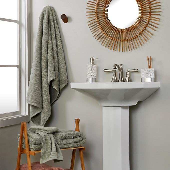 SKL Home CloudSoft Bath Towel Set, 100% Cotton Luxury, Sage | 2 Bath towels - Image 7