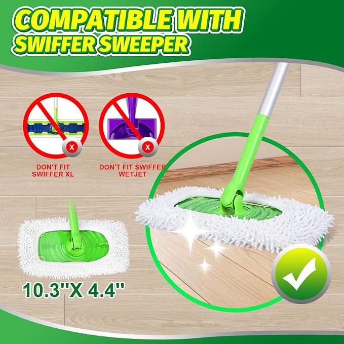 Reusable Microfiber Chenille Mop Pads Compatible - Image 2