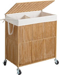 WOWLIVE Rolling Laundry Basket Wheels, Handwoven Laundry Hamper by WOWLIVE