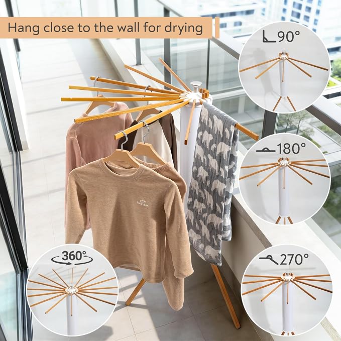 ZOFGENOW Clothes Drying Rack, Rotary Foldable Stand - Image 5