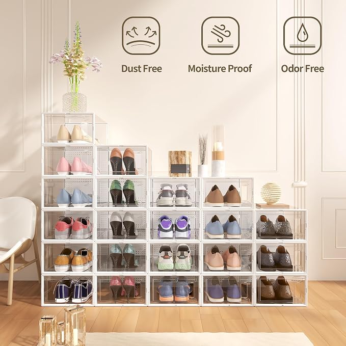 12 Pack X Large Shoe Organizer Storage Boxes - Image 2