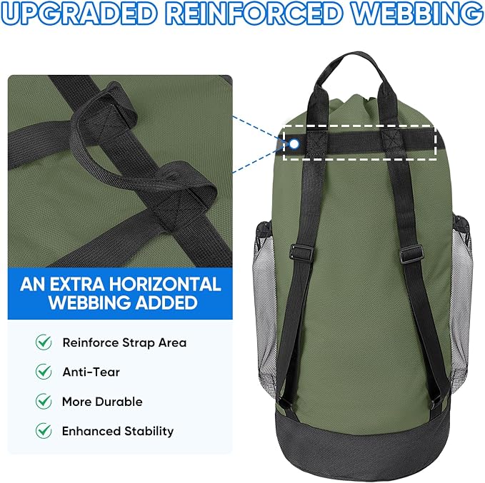 BALEINE 2PK 150L Laundry Bag Backpack, 900D Oxford Fabric Large Travel Laundry - Image 2