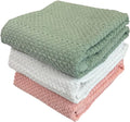 Sage Pink White Kitchen Hand Dish Towels, 100% Cotton by SerafinaHome