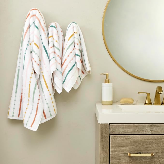 SKL Home Modesto Stripe Hand Towel Set-2pc, Premium 100% Cotton, reversible - Image 4