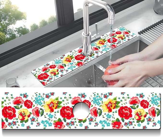 Kitchen Sink Splash Guard Faucet Mat Super Absorbent Fast Drying Mat Sink - Image 2