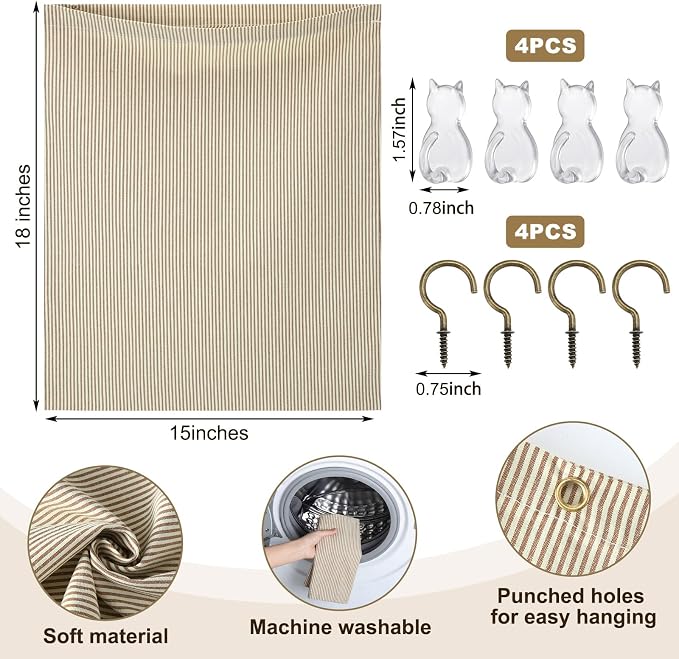 Reusable Dirty Rag Storage Linen Bag, Horizontal Stripes - Image 2