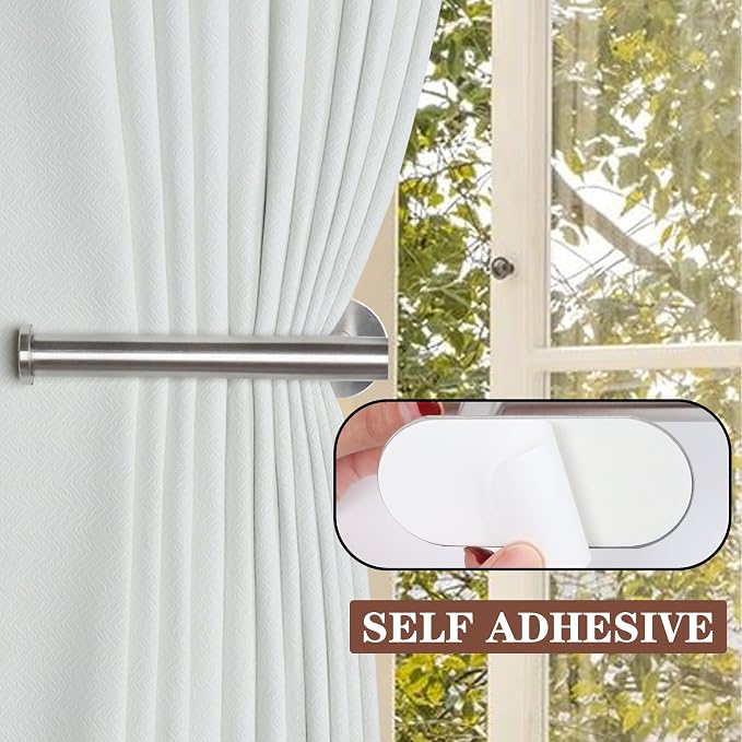 Groleca Adhesive Curtain Holdbacks No Drill Curtain Tiebacks, 2 Pack, Metal - Image 2
