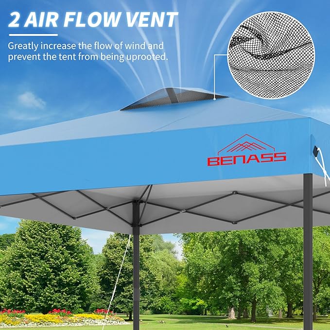 8x8 Pop Up Canopy, Easy Up Canopy Tent, Heavy Duty Tents for Parties, One Person Set Up Event Tent, Turquoise
