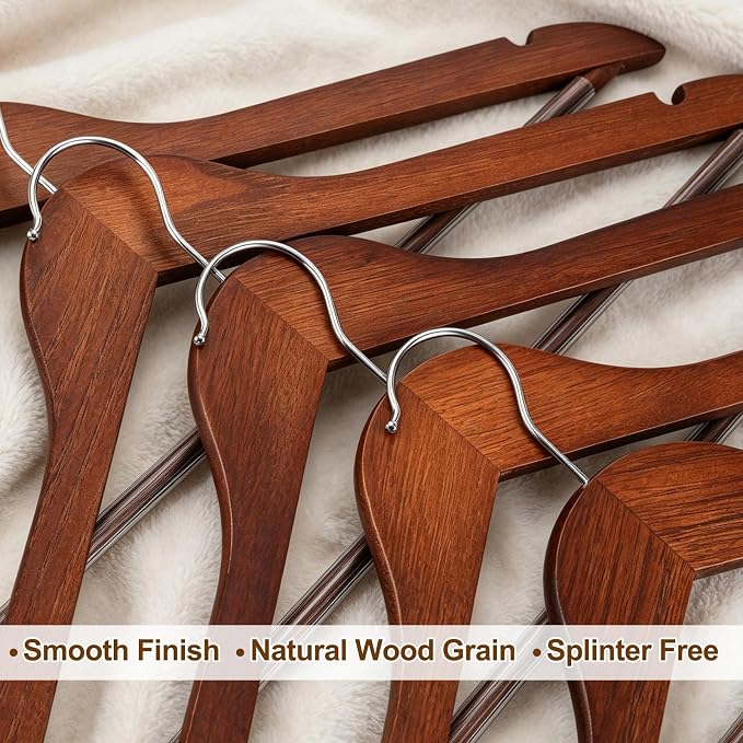 TOPIA HANGER Walnut Wooden Hangers 30 Pack, Heavy Duty Clothes Hangers | - Image 3