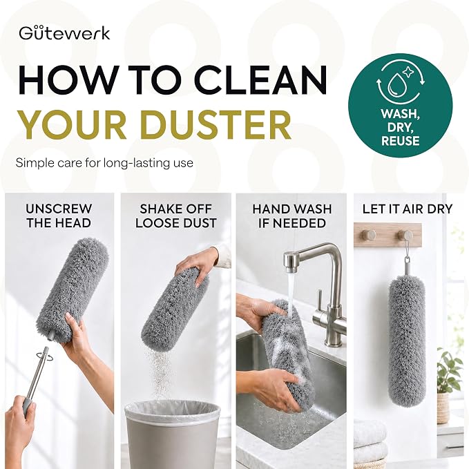 GÜTEWERK Extendable Microfiber Duster, 100 Inch - Image 6