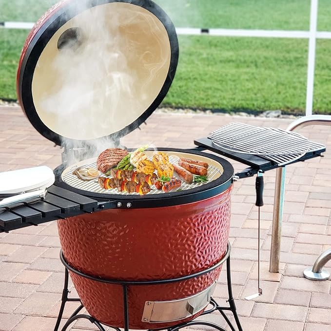 only fire BBQ Cooking Grate System Flexible Cooking Rack with Heat Deflector, Fits for Kamado Joe Big Joe 24-inch Charcoal Grills