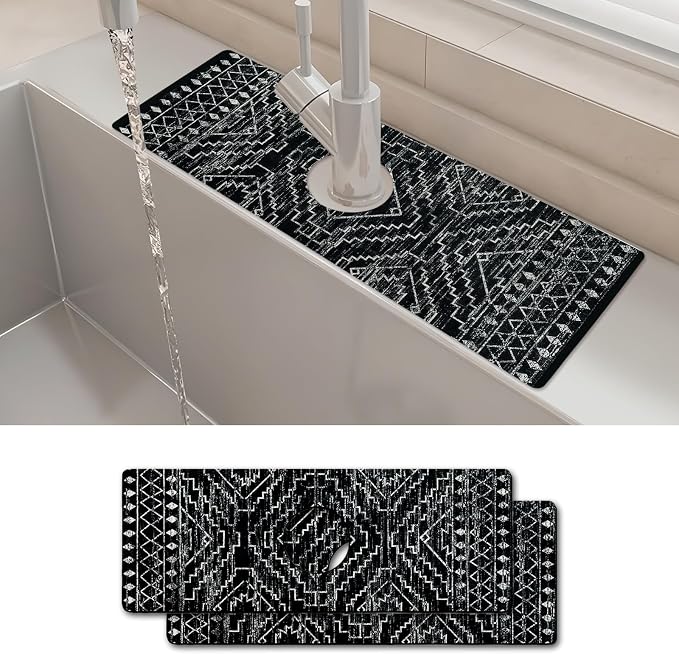 2PCS 15" X 5.5" Kitchen Sink Splash Guard Faucet Mat Aztec Super Absorbent Fast by Unknown