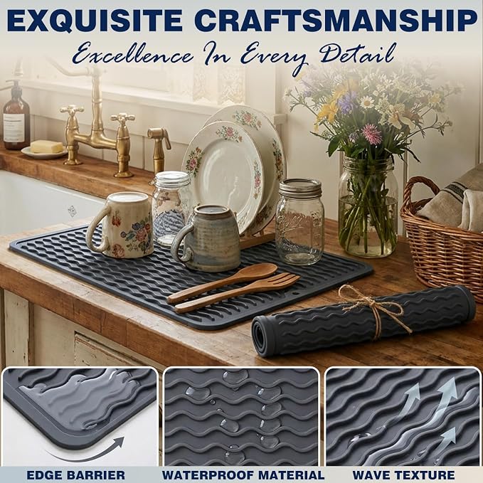 CAKETIME 2 Pack Silicone Dish Drying Mat - Image 5