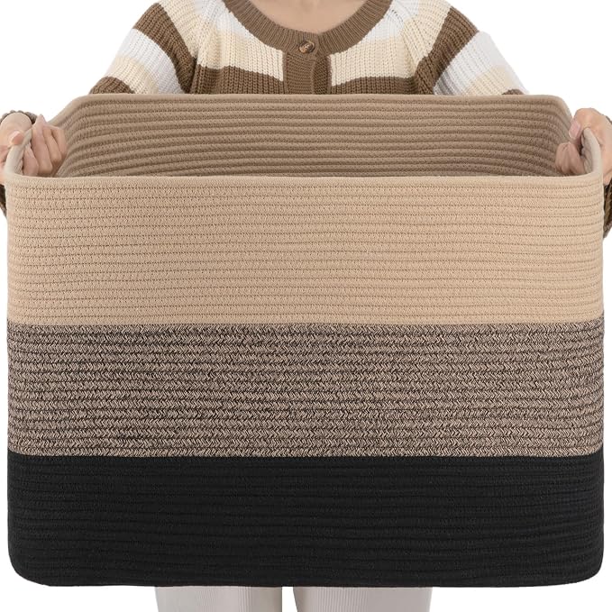 OIAHOMY Blanket Basket Laundry Basket Dog Toy Basket 108L Yellow Black by MasterofSpaceOptimization