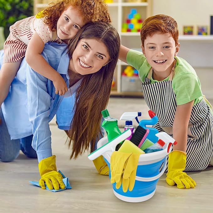 Collapsible Mop Bucket and Ice Bucket-5L Household Cleaning Silicone Dust Mops - Image 7