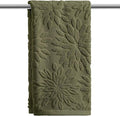 Artoid Mode 1 Pc Olive Green 3D Dahlia Floral Jacquard Hand Towels by ArtoidMode
