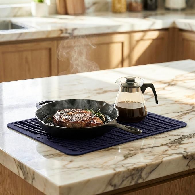 MicoYang Silicone Dish Drying Mat — Quick-Dry Ridges Counter & Sink Pad - Image 8
