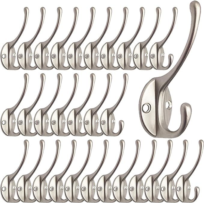 30 Pack Heavy Duty Silvery Dual Coat Hooks by IBosins