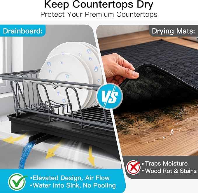 JASIWAY Gray Dish Drying Rack in Sink - Image 5