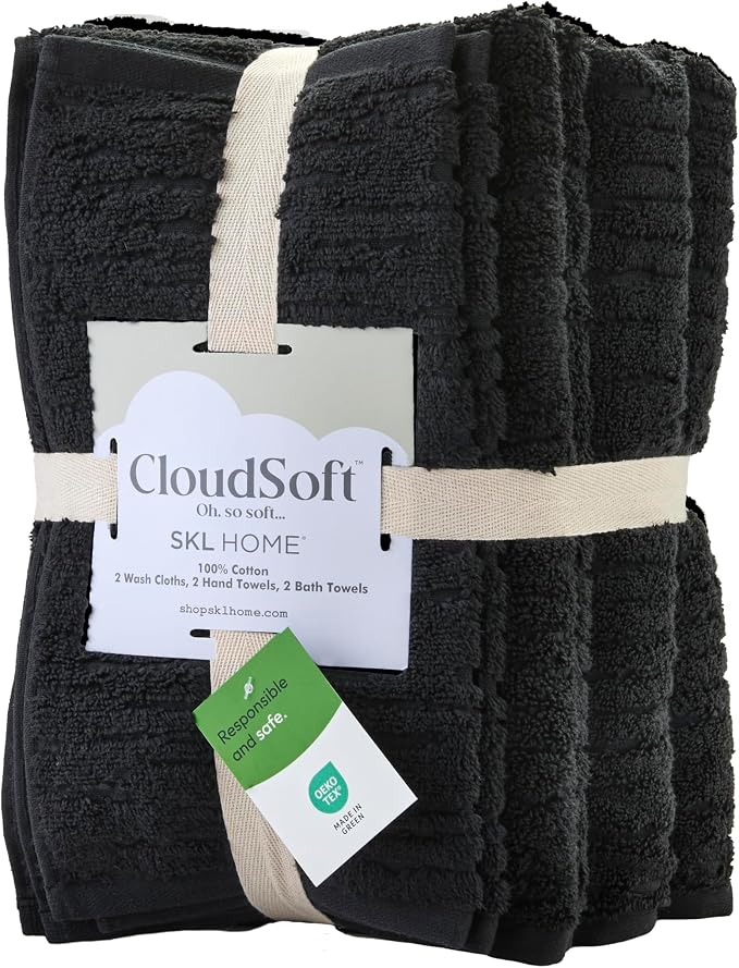 SKL Home CloudSoft Bath Towel Set, 100% Cotton Luxury, Slate | 2 Bath towels - Image 8