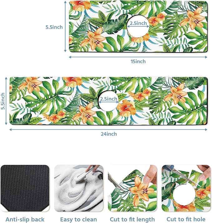 Patterned Sink Faucet Mat Kitchen Splash Guard Super Absorbent Drying Mat - Image 3