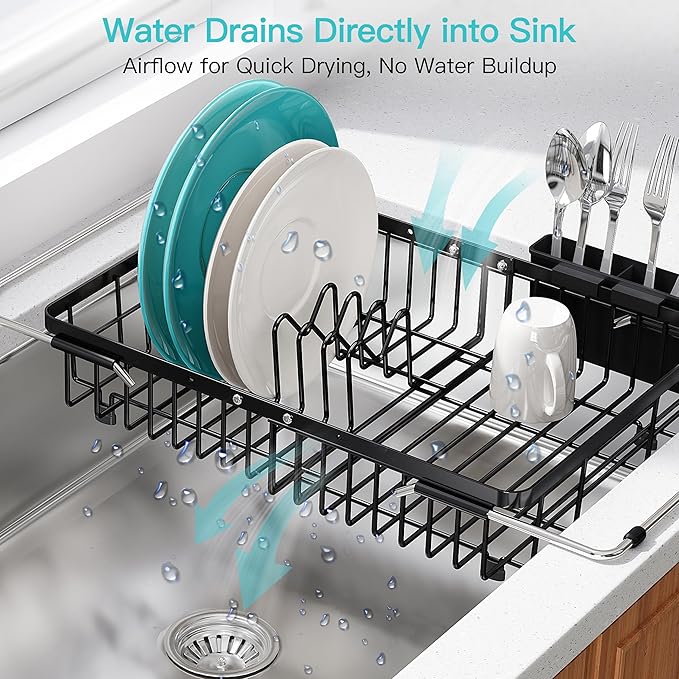 JASIWAY Black Dish Drying Rack Over the Sink - Image 6