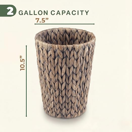 84ECO 2-Pack Small Grey Wicker Trash Cans - Image 6