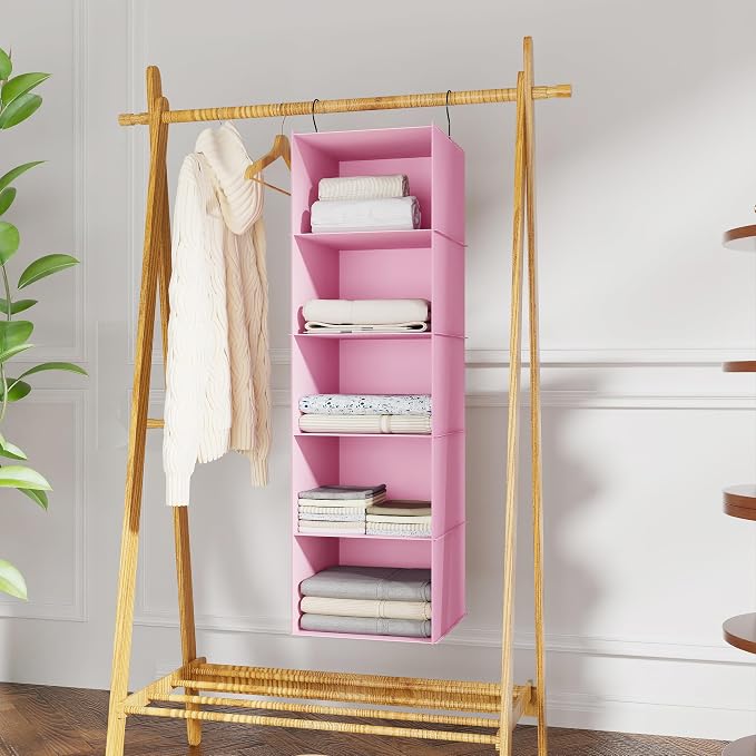 Hanging Closet Organizer 5-Shelf, Oxford Fabric Wardrobe Storage, shoes & - Image 2