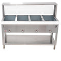Kratos Commercial Electric Steam Table/Hot Food Table with Overshelf and Sneeze Guard, 4 Wells, Stainless Steel, Stationary, NSF, 120V (28W-193)