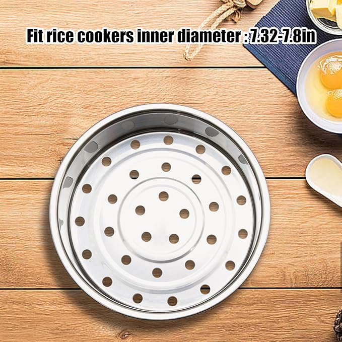 2Pcs Stainless Steel Metal Basket Round Steam Holder Tray Rack Stand Food Grade Steamer Steam Basket for Rice Cooker Warmer Kitchen Cookware for Vegetable, Fish, Meat (2 Sizes)