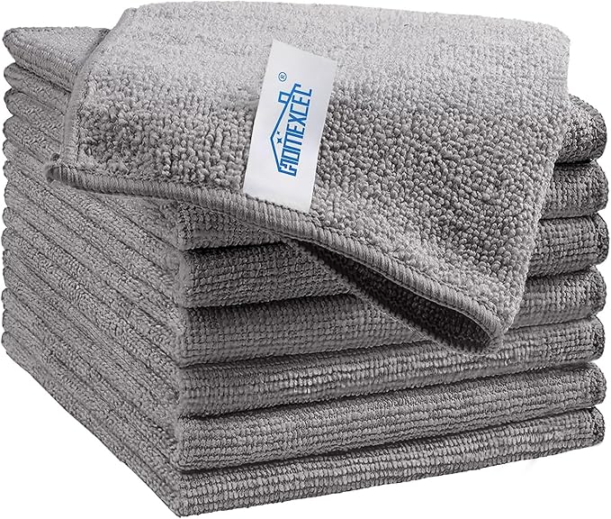 HOMEXCEL 8PK Microfiber Cleaning Cloth, Cleaning Rags by HOMEXCEL