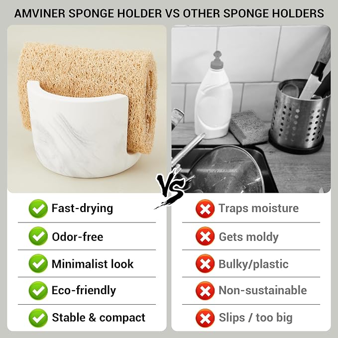 Diatomite Sponge Holder for Kitchen Sink Counter, Quick Drying, Fast Water - Image 8